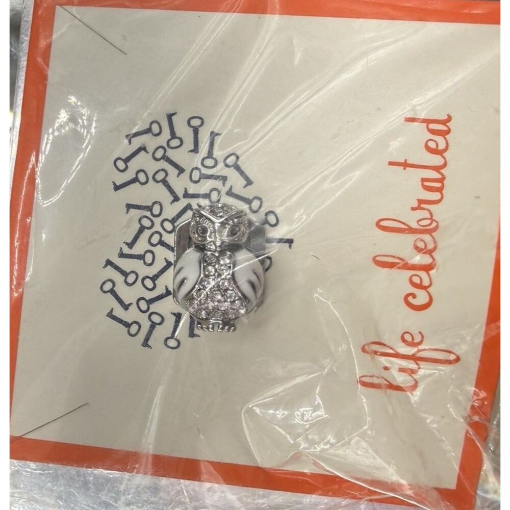 Keep Collective Silver Pavé Owl Charm Slider Holiday Collector Edition NWT